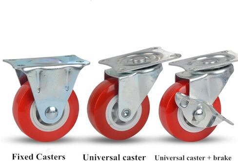 2Pcs Plastic Rail Fixed Casters No Noise Universal Wheel with Brake Small Cart Furniture(Fixed Casters1) in Kuwait