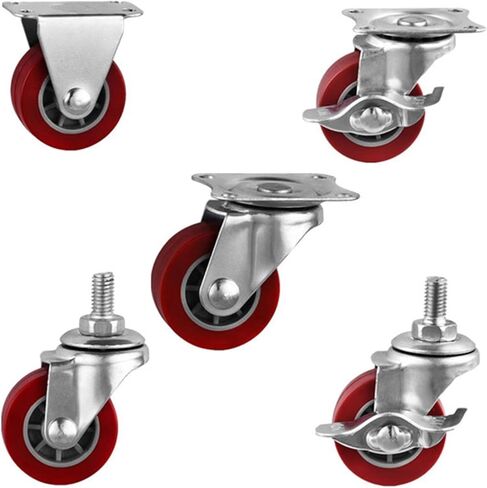 2Pcs Plastic Rail Fixed Casters No Noise Universal Wheel with Brake Small Cart Furniture(Fixed Casters1) in Kuwait