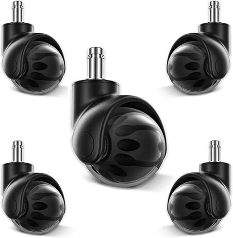 5Pcs 2 Inch Office Chair Quiet Wheel Optional M11 Pole Smooth Gliding Heavy Duty Chair Casters(Black) in Saudi Arabia
