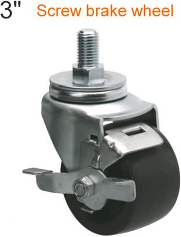3 Inches Low Center of Gravity Casters Wheel with Side Brake Equipment Casters Steady 1Pcs(Screw Brake) in Kuwait