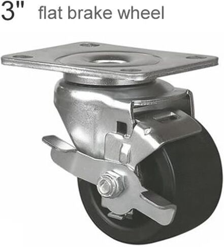 3 Inches Low Center of Gravity Casters Wheel with Side Brake Equipment Casters Steady 1Pcs(Screw Brake) in Kuwait