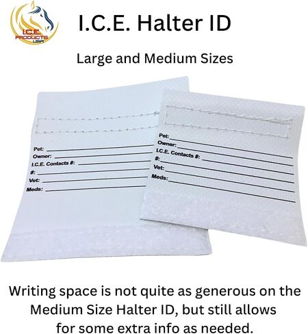 I.C.E. Halter ID Wraps Around a Flat or Rope Halter and Provides Your Emergency Contact Info to First Responder. Ideal for Everyday Use as Well as for Natural Disaster Preparation in Saudi Arabia