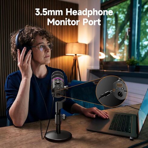Comica Ejoy D10 Pro XLR/USB-C ألعاب ميكروفون لتسجيل البودكاست ، ميكروفون كمبيوتر ديناميكي سلكي/لاسلكي لسطح المكتب مع RGB ، كتم ، الحد من الضوضاء ، كسب ، للكمبيوتر الشخصي ، PS4 ، PS5 ، البث المباشر ، يوتيوب (أبيض) in Kuwait