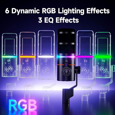 Comica Ejoy D10 Pro XLR/USB-C ألعاب ميكروفون لتسجيل البودكاست ، ميكروفون كمبيوتر ديناميكي سلكي/لاسلكي لسطح المكتب مع RGB ، كتم ، الحد من الضوضاء ، كسب ، للكمبيوتر الشخصي ، PS4 ، PS5 ، البث المباشر ، يوتيوب (أبيض) in Kuwait