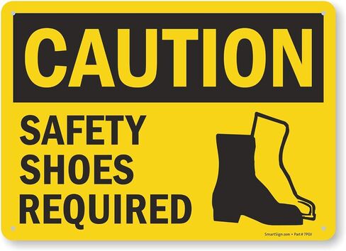 SmartSign "Caution - Safety Shoes Required" Sign | 10" x 14" Plastic in Saudi Arabia