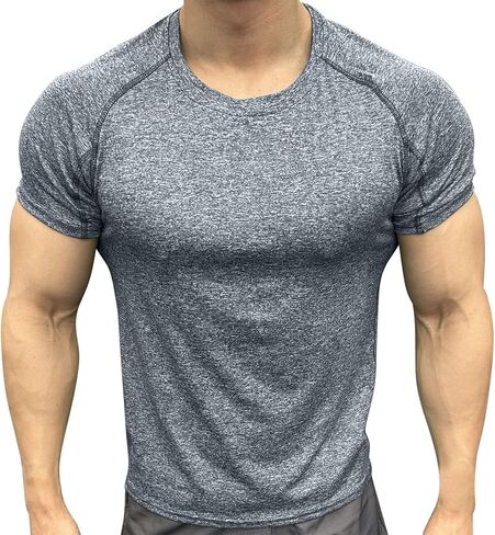 Workout Mens Shirts Quick Dry Gym Short Sleeve Moisture Wicking T Shirts for Running Athletic Casual Work Tee Tops in Saudi Arabia
