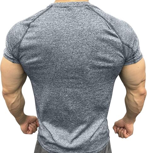 Workout Mens Shirts Quick Dry Gym Short Sleeve Moisture Wicking T Shirts for Running Athletic Casual Work Tee Tops in Saudi Arabia