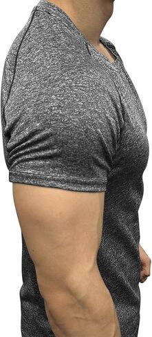 Workout Mens Shirts Quick Dry Gym Short Sleeve Moisture Wicking T Shirts for Running Athletic Casual Work Tee Tops in Saudi Arabia