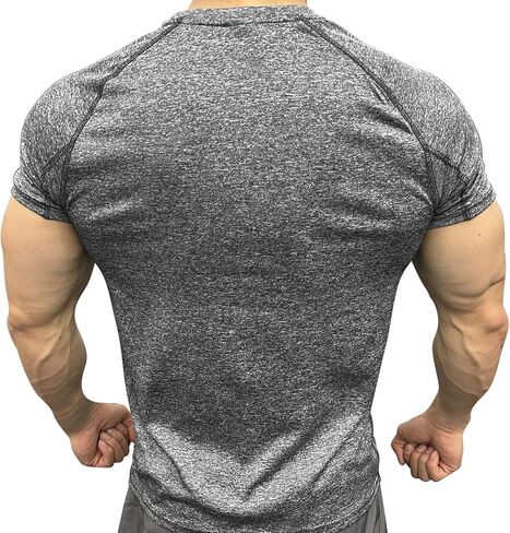 Workout Mens Shirts Quick Dry Gym Short Sleeve Moisture Wicking T Shirts for Running Athletic Casual Work Tee Tops in Saudi Arabia