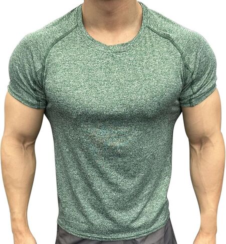 Workout Mens Shirts Quick Dry Gym Short Sleeve Moisture Wicking T Shirts for Running Athletic Casual Work Tee Tops in Saudi Arabia
