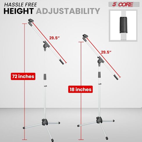 5 Core Tripod Mic Stand Floor 4pcs ارتفاع قابلة للتعديل 18-72 "حامل ذراع بوم بوم متين يقف ميكروفون قاعدة التمثال in Saudi Arabia
