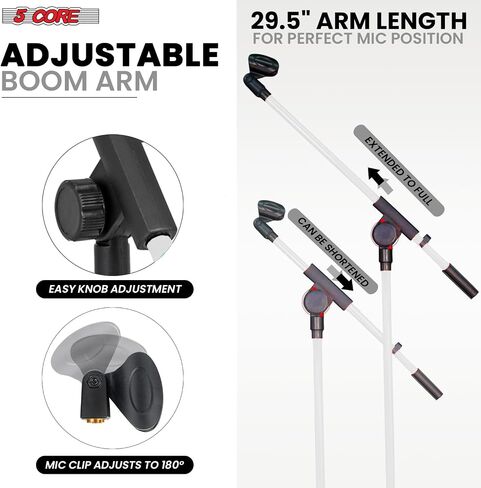 5 Core Tripod Mic Stand Floor 4pcs ارتفاع قابلة للتعديل 18-72 "حامل ذراع بوم بوم متين يقف ميكروفون قاعدة التمثال in Saudi Arabia