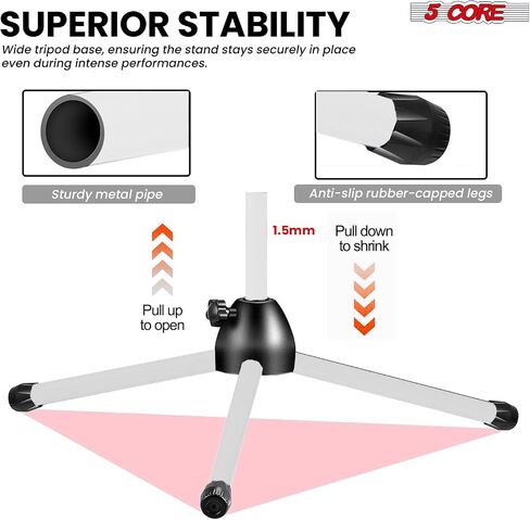 5 Core Tripod Mic Stand Floor 4pcs ارتفاع قابلة للتعديل 18-72 "حامل ذراع بوم بوم متين يقف ميكروفون قاعدة التمثال in Saudi Arabia
