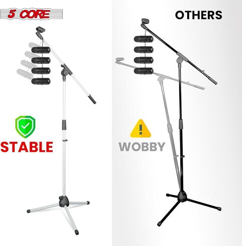5 Core Tripod Mic Stand Floor 4pcs ارتفاع قابلة للتعديل 18-72 "حامل ذراع بوم بوم متين يقف ميكروفون قاعدة التمثال in Saudi Arabia