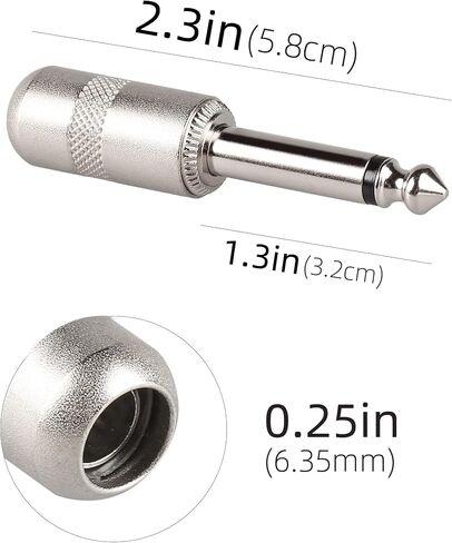 Mr.Power 10 Pack 6.35mm 1/4 Inch TS Mono Male Solderable Audio Connector, DIY Cable Crafting Repair for Studio, Stage Performances, Home, Karaoke, Musical Instrument, DJ Equipment, Musician(Gold) in Saudi Arabia
