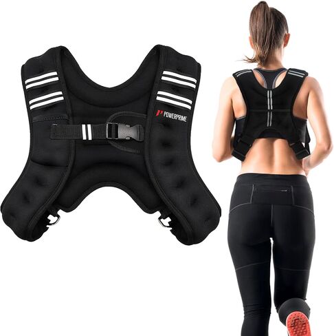 PowerPrime® Weighted Vest 11 lbs (5 kg) – Adjustable, Unisex Fitness Vest for Men & Women – Neoprene Material, Reflective Strips, Mesh Pocket – Ideal for Running, HIIT, and Strength Training in Saudi Arabia