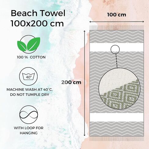 Turkish Beach Towel Oversized 39"x79", 100% Cotton - Premium Quality : Sand Free, Lightweight, Compact | Extra Large Turkish Towels, Pool Swim Beach Towels Women + Men (Petrol Blue) in Saudi Arabia