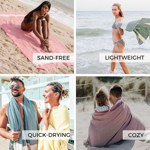 Turkish Beach Towel Oversized 39"x79", 100% Cotton - Premium Quality : Sand Free, Lightweight, Compact | Extra Large Turkish Towels, Pool Swim Beach Towels Women + Men (Petrol Blue) in Saudi Arabia