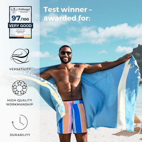 Turkish Beach Towel Oversized 39"x79", 100% Cotton - Premium Quality : Sand Free, Lightweight, Compact | Extra Large Turkish Towels, Pool Swim Beach Towels Women + Men (Petrol Blue) in Saudi Arabia
