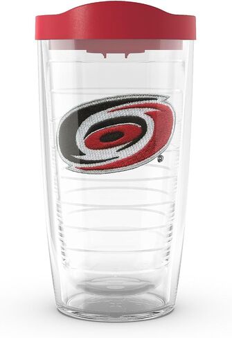 Tervis مصنوع في الولايات المتحدة الأمريكية مزدوجة الجدران NHL Carolina الأعاصير الكأس المعزولة للبهلوان يحافظ على المشروبات الباردة والساخنة ، 16 أوقية ، الشعار الأساسي in Saudi Arabia