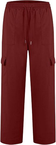 Womens Cargo Sweatpants with Pockets Wide Leg Fleece Lined High Waisted Baggy Sweat Pants Athletic Workout Joggers in Kuwait
