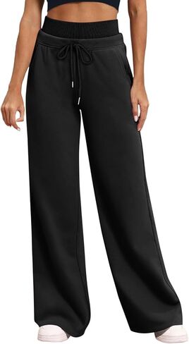 TANGNADE Womens Wide Leg Sweatpants Long High Waisted Casual Winter Thermal Baggy Sweat Pants Comfy Lounge Joggers in Saudi Arabia