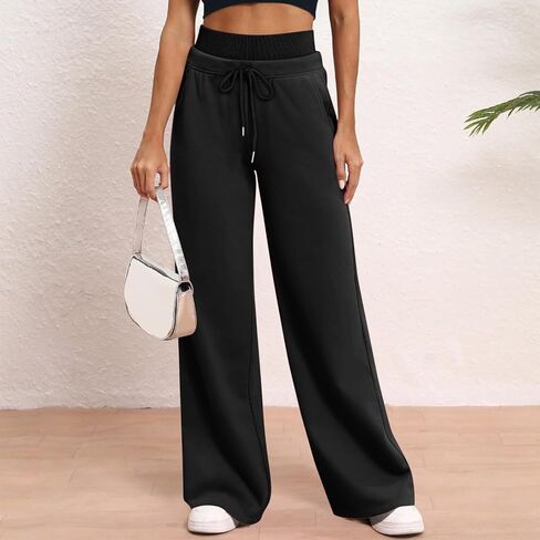 TANGNADE Womens Wide Leg Sweatpants Long High Waisted Casual Winter Thermal Baggy Sweat Pants Comfy Lounge Joggers in Saudi Arabia