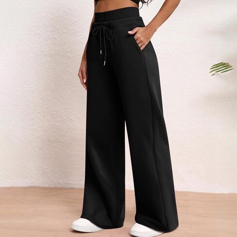 TANGNADE Womens Wide Leg Sweatpants Long High Waisted Casual Winter Thermal Baggy Sweat Pants Comfy Lounge Joggers in Saudi Arabia
