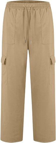 Womens Cargo Sweatpants with Pockets Wide Leg Fleece Lined High Waisted Baggy Sweat Pants Athletic Workout Joggers in Kuwait