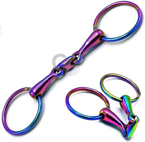قوس قزح mutli اللون البت بايت حلقة فضفاضة lozenge الدهون رابط الفولاذ المقاوم للصدأ snaffle tack tack in Kuwait