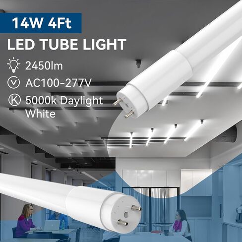 30 Pack T8 LED Bulbs 4 Foot, LED Fluorescent Tube Replacement, 4ft LED Tube Light, Plug&Play or Ballast Bypass, 14W, 2450 LM,5000K Daylight White,Single or Double End Powered, Frosted in Saudi Arabia