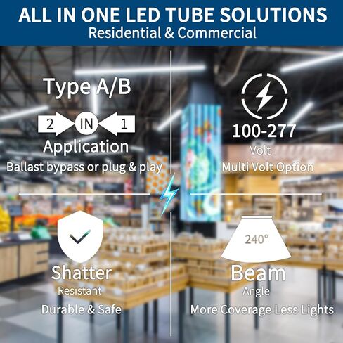 30 Pack T8 LED Bulbs 4 Foot, LED Fluorescent Tube Replacement, 4ft LED Tube Light, Plug&Play or Ballast Bypass, 14W, 2450 LM,5000K Daylight White,Single or Double End Powered, Frosted in Saudi Arabia