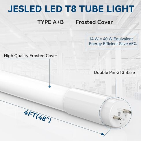 30 Pack T8 LED Bulbs 4 Foot, LED Fluorescent Tube Replacement, 4ft LED Tube Light, Plug&Play or Ballast Bypass, 14W, 2450 LM,5000K Daylight White,Single or Double End Powered, Frosted in Saudi Arabia