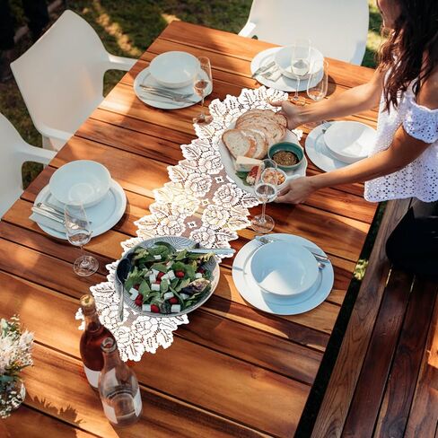 2 Pack 12.9x45.7 Inch Lace Rectangular Table Runner,White Dresser Scarf Doilies,Coffee Table Runner for Bedroom Furniture, Home Decor in Saudi Arabia
