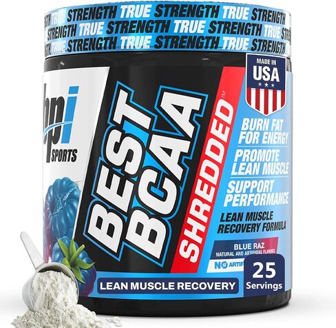 BPI Sports Best BCAA Shredded Caffeine-Free Thermogenic Recovery Formula BCAA Powder Lean Muscle Building Accelerated Recovery - Hydration - Blue Raspberry- 25 Servings - 9.7 Ounce in Kuwait