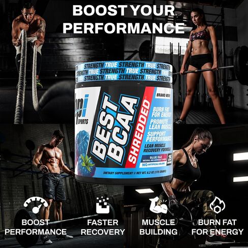 BPI Sports Best BCAA Shredded Caffeine-Free Thermogenic Recovery Formula BCAA Powder Lean Muscle Building Accelerated Recovery - Hydration - Blue Raspberry- 25 Servings - 9.7 Ounce in Kuwait