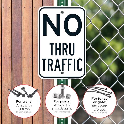 No Thru Traffic Sign, 12x18 Inches, 3M EGP Reflective .063 Aluminum, Fade Resistant, Made in USA in Saudi Arabia