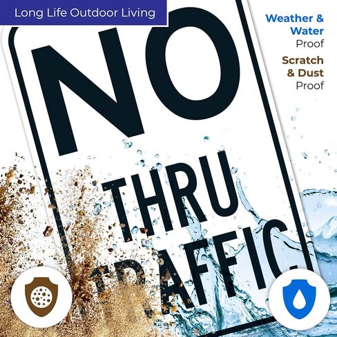No Thru Traffic Sign, 12x18 Inches, 3M EGP Reflective .063 Aluminum, Fade Resistant, Made in USA in Saudi Arabia