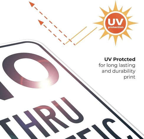 No Thru Traffic Sign, 12x18 Inches, 3M EGP Reflective .063 Aluminum, Fade Resistant, Made in USA in Saudi Arabia