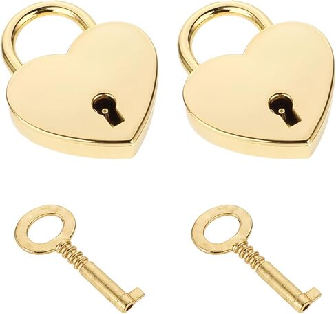 2pack mini ladlock على شكل قلب مع مفتاح ، قفل القلب الذهب المصغر قفل القفل أقفال قلب ، قفل ذهبي صغير على شكل قلب معدني للقلادة ، قفل دفتر يوميات ، صندوق مجوهرات ، صندوق تخزين in Kuwait
