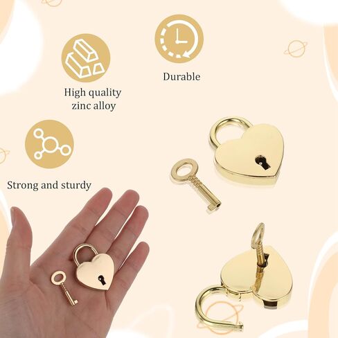 2pack mini ladlock على شكل قلب مع مفتاح ، قفل القلب الذهب المصغر قفل القفل أقفال قلب ، قفل ذهبي صغير على شكل قلب معدني للقلادة ، قفل دفتر يوميات ، صندوق مجوهرات ، صندوق تخزين in Kuwait