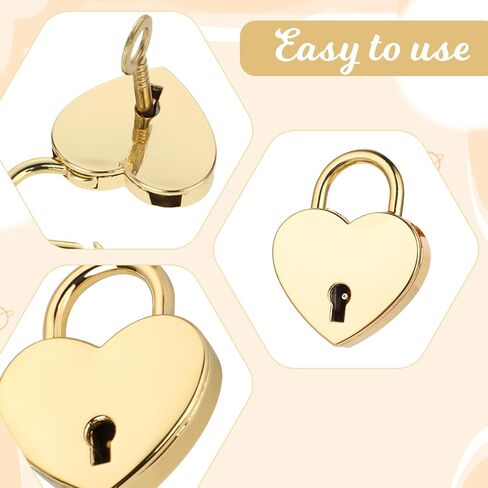 2pack mini ladlock على شكل قلب مع مفتاح ، قفل القلب الذهب المصغر قفل القفل أقفال قلب ، قفل ذهبي صغير على شكل قلب معدني للقلادة ، قفل دفتر يوميات ، صندوق مجوهرات ، صندوق تخزين in Kuwait