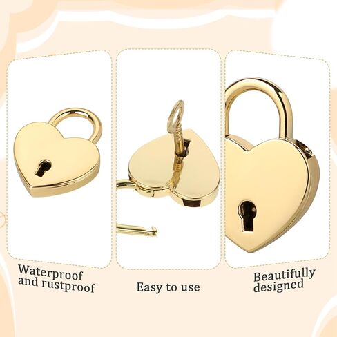 2pack mini ladlock على شكل قلب مع مفتاح ، قفل القلب الذهب المصغر قفل القفل أقفال قلب ، قفل ذهبي صغير على شكل قلب معدني للقلادة ، قفل دفتر يوميات ، صندوق مجوهرات ، صندوق تخزين in Kuwait
