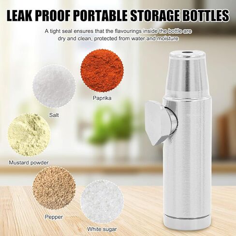 3 PCS Mini Mini Travel Spice Containers Powder Dispenser Supener Portable Searner for Outdoor Cooking ، Picnic & Camping (Black + Gold + Silver) in Kuwait