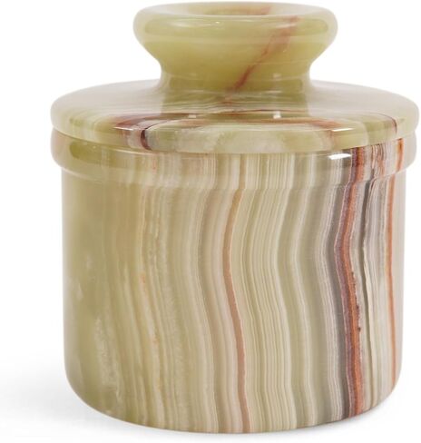 Marble Butter Keeper 4.25 Inches Green Onyx Handmade French Butter Crock For Spreadable Butter, Home & Kitchen Decor Butter Dish in Kuwait