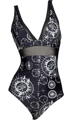 Meowcos Goth Swimsuit Star Moon Design Suit Suit Dark Style Gothic Swimsuit in Kuwait