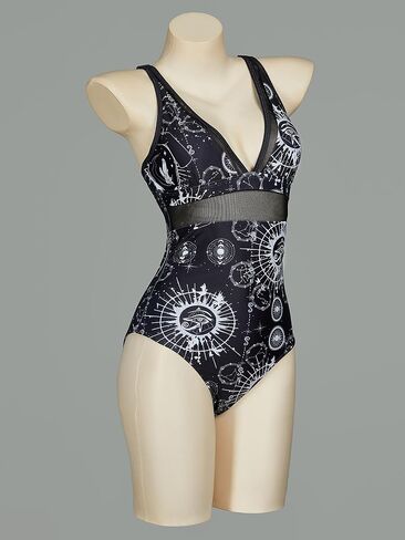 Meowcos Goth Swimsuit Star Moon Design Suit Suit Dark Style Gothic Swimsuit in Kuwait