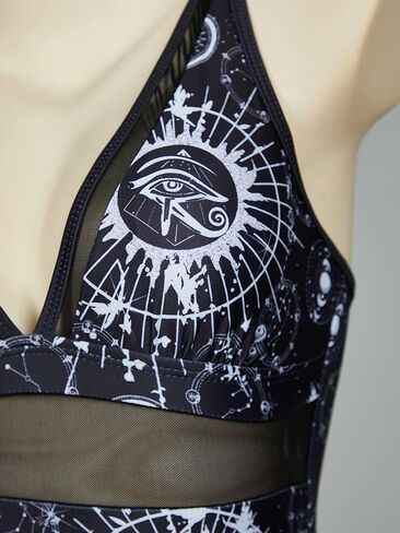 Meowcos Goth Swimsuit Star Moon Design Suit Suit Dark Style Gothic Swimsuit in Kuwait