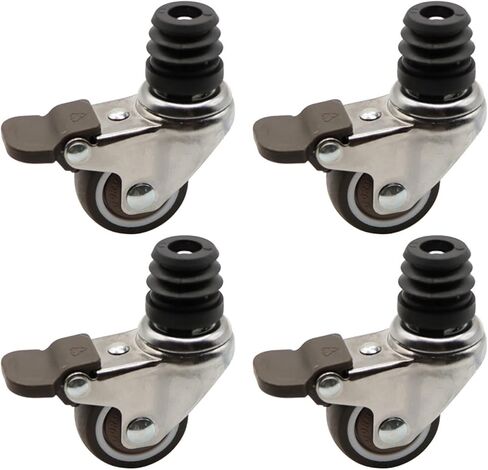 الأثاث دوارة العجلات M8 ساق ملولبة 1.5 بوصة عجلات مطاطية مع عربة رف الفرامل 4pcs (M8 Type 3 ، M8x35mm) in Kuwait