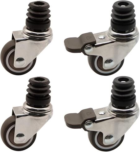 الأثاث دوارة العجلات M8 ساق ملولبة 1.5 بوصة عجلات مطاطية مع عربة رف الفرامل 4pcs (M8 Type 3 ، M8x35mm) in Kuwait